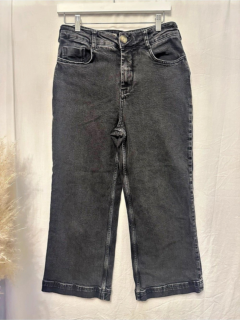 Pilcro The Skipper Jeans 28 Washed Black Cropped Wide Leg Anthropologie